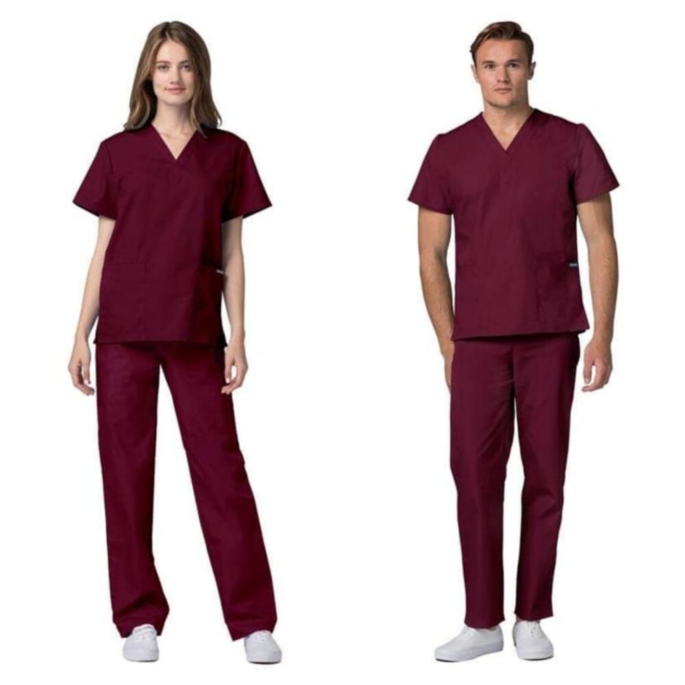ADAR 701 Burgundy Universal Unisex 2-Pocket Scrub Set Size XS